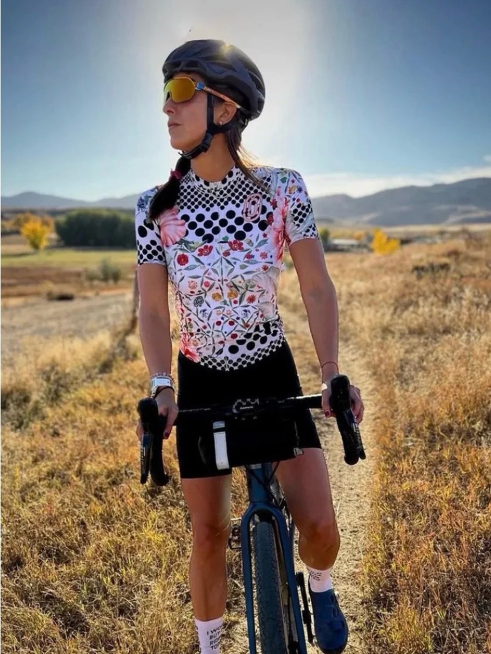 Ostroy Omloop Floral Polka-Dot Cycling Jersey — White & Black with Pink Accents